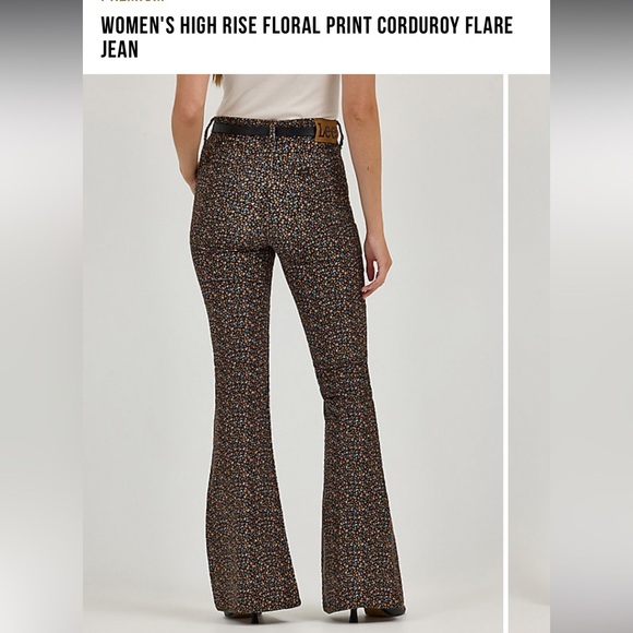 WOMEN'S HIGH RISE FLORAL PRINT CORDUROY FLARE JEAN - Picture 6 of 8